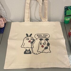 Cream Tote Bag with Ghost Print